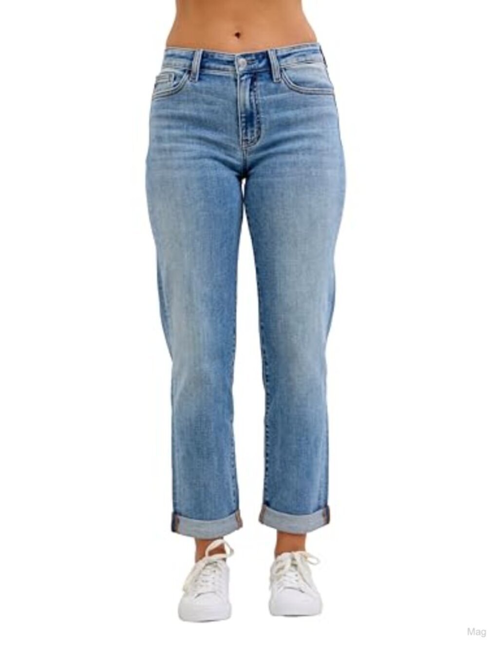Judy Blue Mid Rise Boyfriend Jeans Straight Leg Cotton Blend